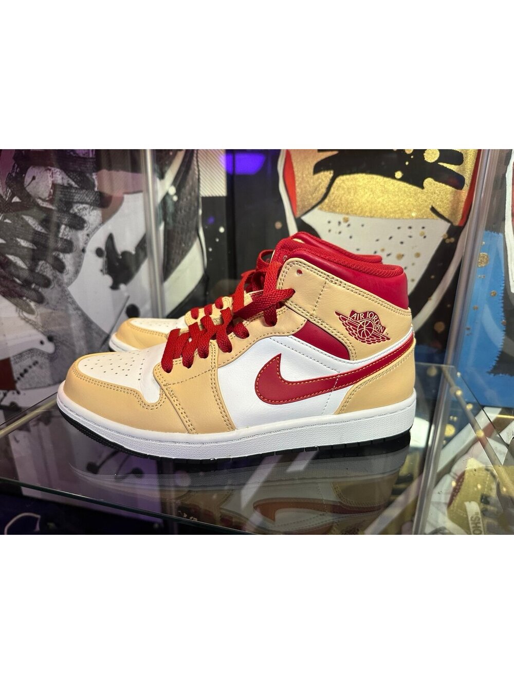 Air Jordan 1 Mid 'Light Curry Cardinal Red' SIZE: 9 w/ Box